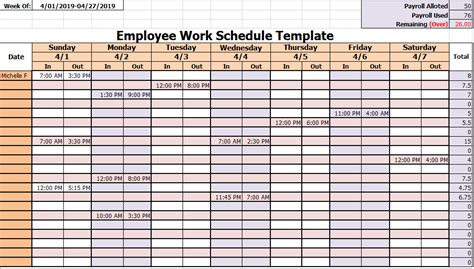 Excel Shift Schedule Template