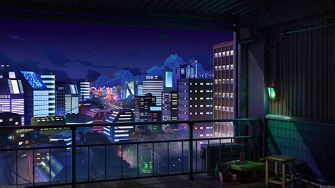 Anime City Background Night