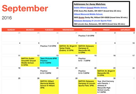 Season Calendar - Marysville Middle School Tennis Club