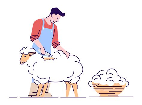 Farmer shearing sheep flat vector character. Wool production. Livestock ...