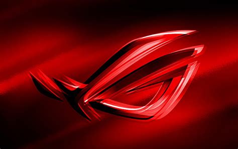 RoG red logo, red blurred background, Republic of Gamers, RoG 3D logo ...