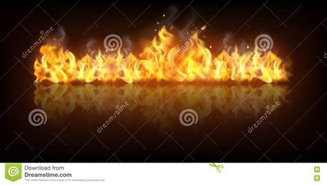 Realistic Fire Flame Banner Stock Vector - Illustration of horizontal ...