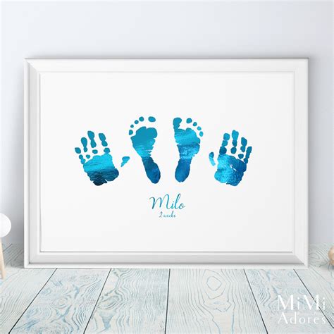 Real Foil Baby Handprint Footprint Art Made From Baby's - Etsy Australia