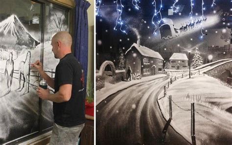 Artist Creates Magical Winter Scenes On Windows Using Snow Spray http ...