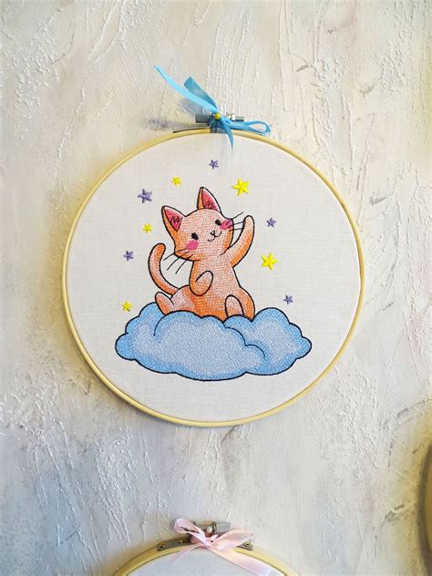 Embroidery Hoop Art cat cow - Etsy