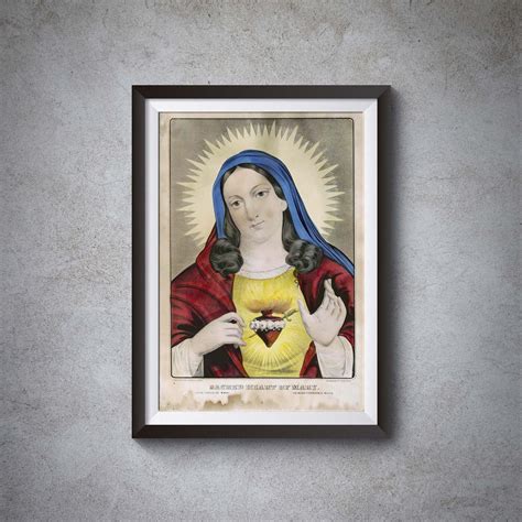 Sacred Heart of Mary Poster Printable Art Instant Download - Etsy