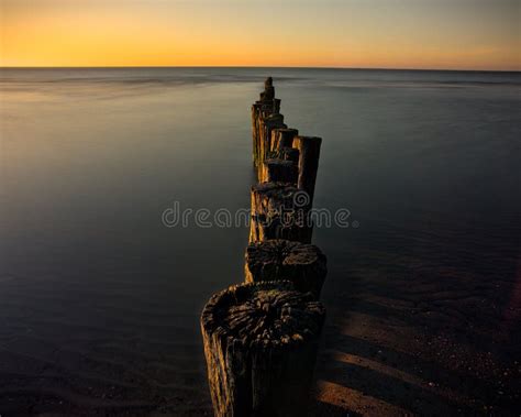 Wave Breakers in the Ocean at Sunset Stock Image - Image of break ...