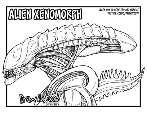 Alien Xenomorph (Alien Movie Franchise) Drawing Tutorial | Draw it, Too!