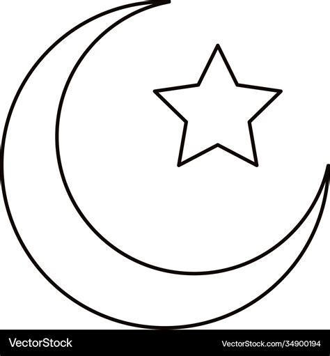 Crescent moon and star islam symbol line style Vector Image