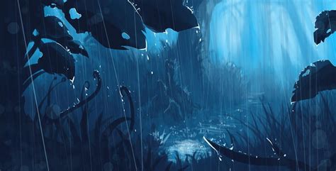 raindrops painting #anime #landscape fantasy art #rain #artwork #cyan # ...