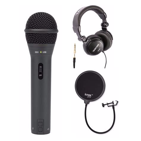 Samson Q2U Black Handheld Dynamic USB Microphone with Pop Filter and ...