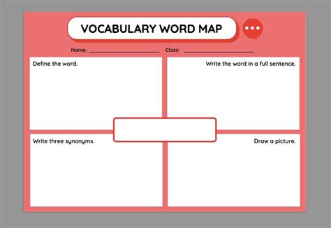 Red Vocabulary Word Map Graphic Organizer - Etsy