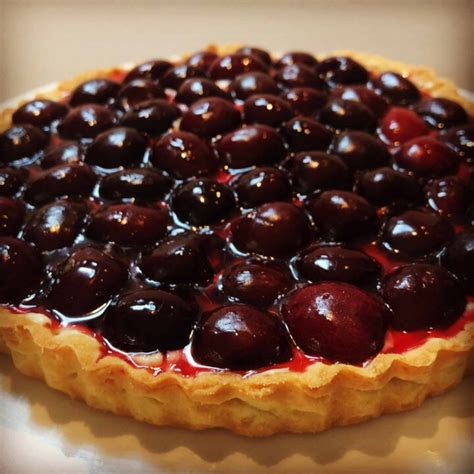 Fresh Cherry Tart Recipe - homemade cherry syrup - EmilyFabulous