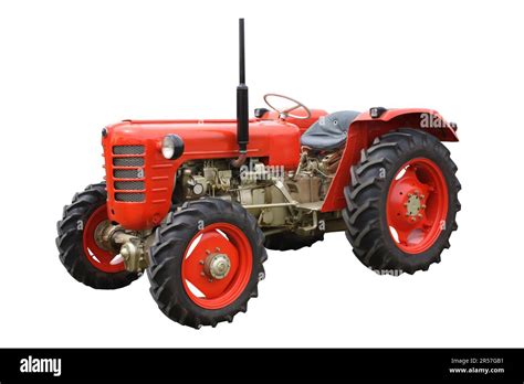 A Classic Vintage Agricultural Red Farming Tractor Stock Photo - Alamy