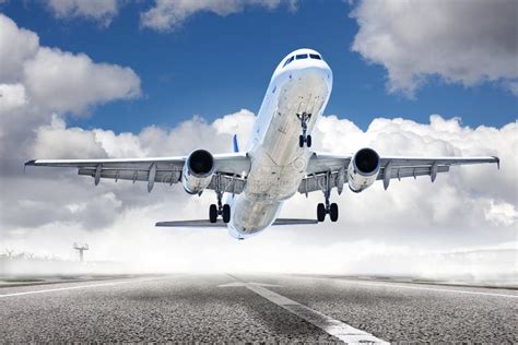 Takeoff plane in airport stock photo. Image of cockpit - 36265238