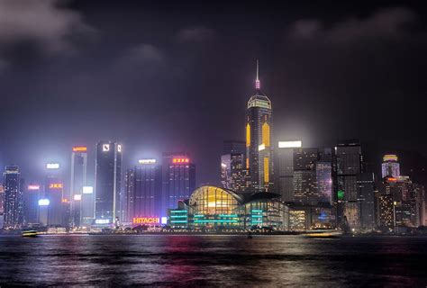 Night scene of the waterfront from Kawloon | michael huggan photography ...