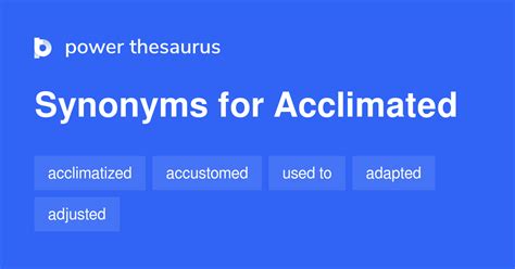 Acclimated synonyms - 388 Words and Phrases for Acclimated