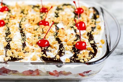 No Bake Banana Split Cake - My Heavenly Recipes