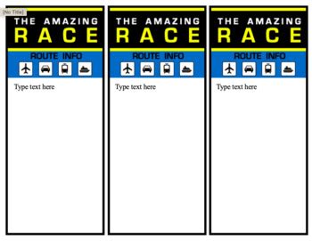 Amazing Race Printable Templates by Start a Spark | TPT