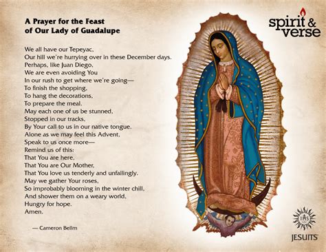 Prayer Printable Our Lady Of Guadalupe