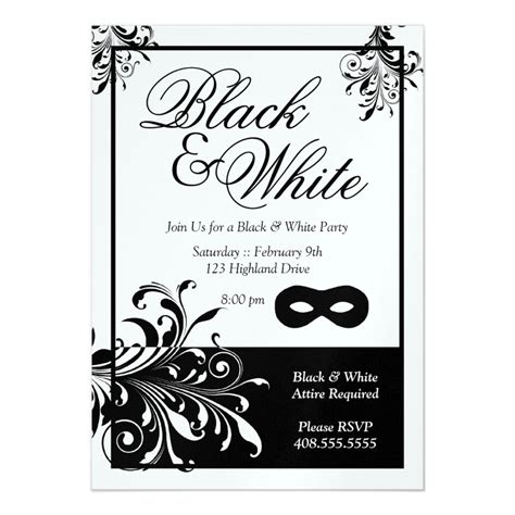 Black And White Party Invitation Template