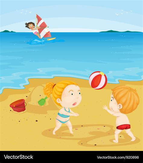 Kids Playing At The Beach