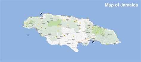 Large detailed road and physical map of Jamaica with cities and ...