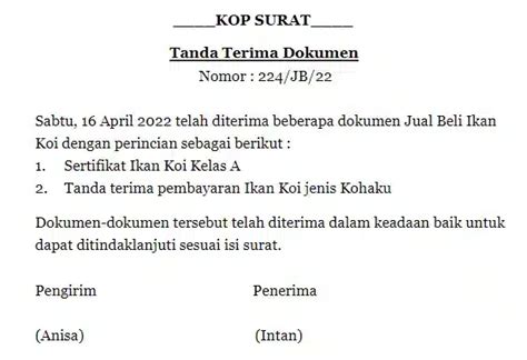 10 Contoh Tanda Terima Berbagai Keperluan, Terlengkap!