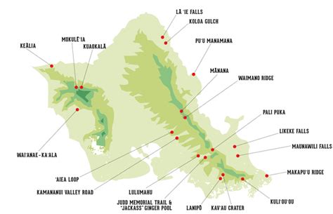 Oahu Hiking Trails Map