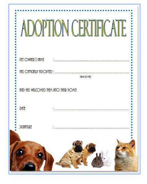 10+ Pet Adoption Certificate Editable Templates Free Download – Fresh ...