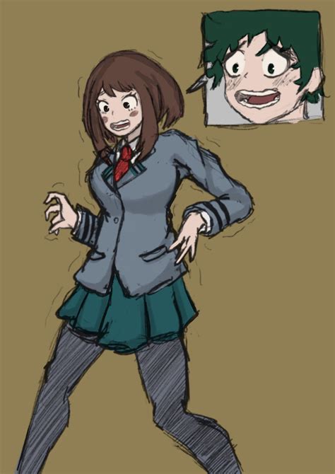 Body Swap: Deku (in Uraraka) by AkamatsuKey on DeviantArt