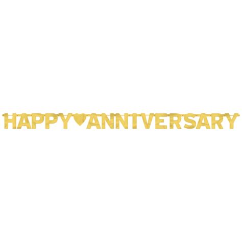 Happy Anniversary Gold Foil Letter Banners 2m x 15.8cm - 12 PC : Amscan ...