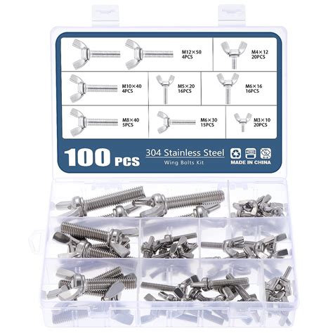 OCR 100 Pcs 8 Sizes Wing Bolts Assortment Kit, 304 India | Ubuy