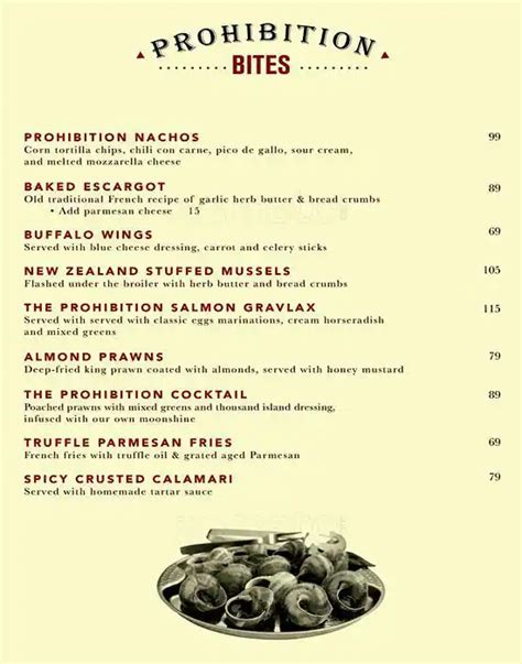 Prohibition Chophouse & Speakeasy Bar Menu - Zomato Indonesia