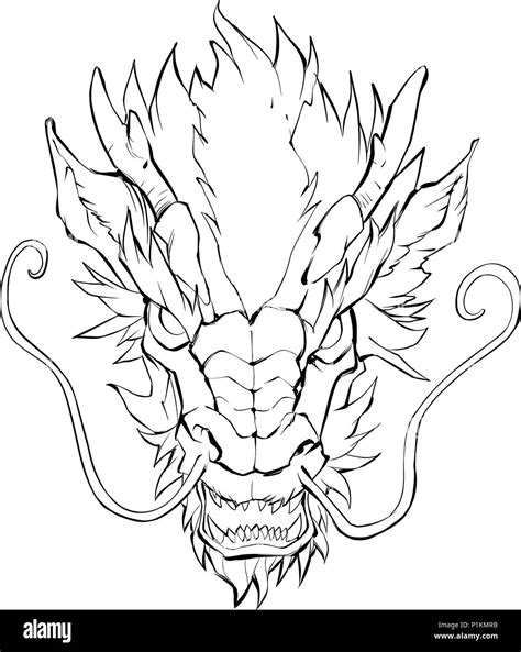 Chinese Dragon Head Tattoo Flash