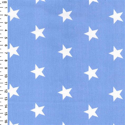 Cotton Fabric White Star on Pale Blue Craft Fabric Material Metre Rose ...