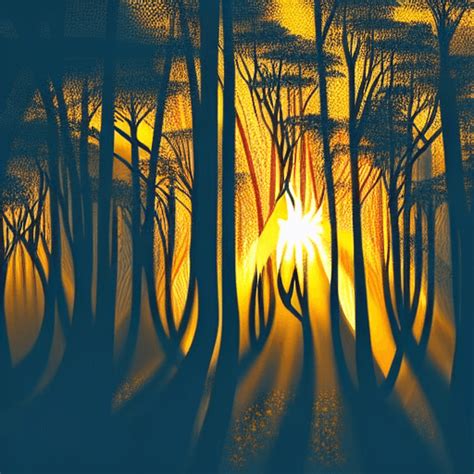 Forest Silhouette at Sunset · Creative Fabrica