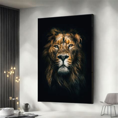 Lion Canvas Wall Art, Lion Painting, Lion Framed Canvas, Lion Art ...