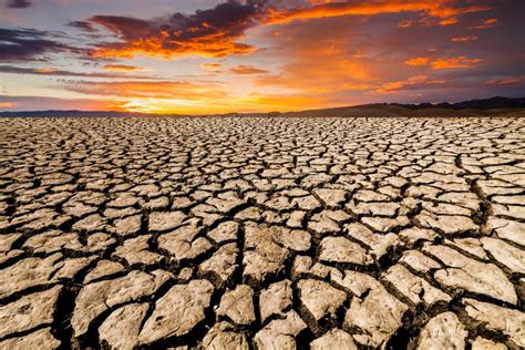 Desert Landscape with Cracked Earth Stock Image - Image of evening ...