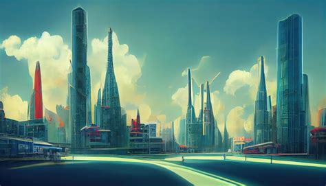 Premium Photo | Futuristic city concept art cityscape with bright neon ...