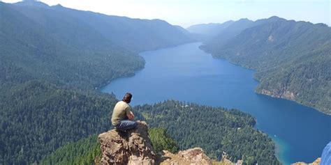 My view of Crescent Lake atop Mt. Storm King. Olympic NP Washington # ...