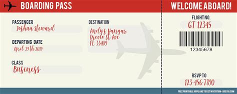 Airplane Ticket Invitation Template