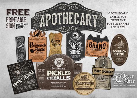 Apothecary Labels Witch's Apothecary Vintage Bottle Label - Etsy