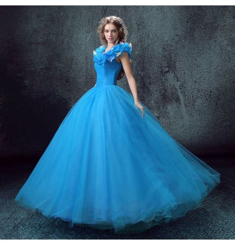 Disney Live Action Film Cinderella Wedding Blue Dress Cosplay Costumes ...