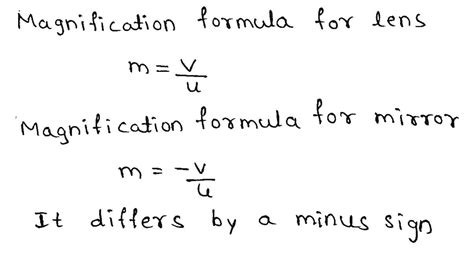 Write down the magnification formula for a lens in terms of object ...