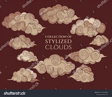 Collection Stylized Colored Clouds Stock Vector (Royalty Free ...