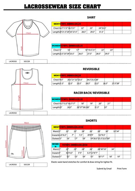 Lacrossewear Size Chart printable pdf download