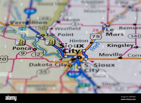 Sioux City Iowa USA Shown on a Geography map or road map Stock Photo ...