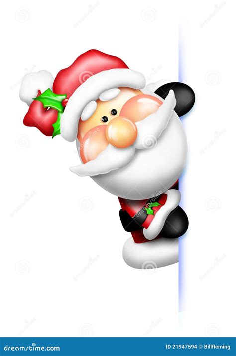 Santa Peeking Christmas Cartoon Sign Pointing | CartoonDealer.com ...