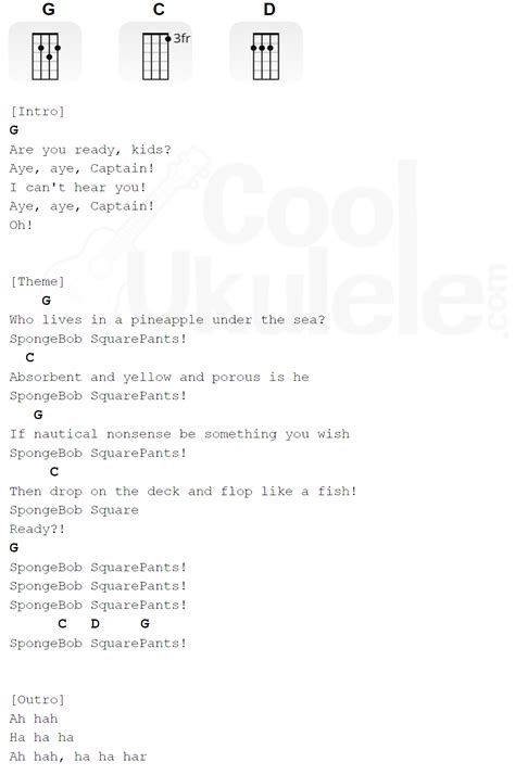 SpongeBob Songs Ukulele CHORDS | CoolUkulele.com